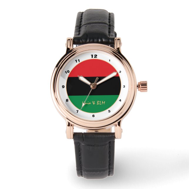 Pan African, Unia Flag Symbol trendy fashion watch (Front)