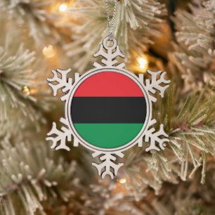 Pan-African UNIA Kwanzaa flag Snowflake Pewter Christmas Ornament