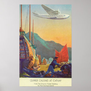 Pan-American Clipper Flying Over China Poster
