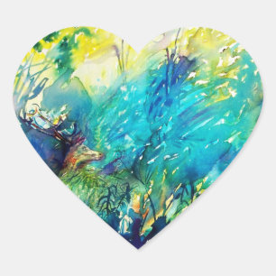 PAN AND DEER Detail / Beauty Nature Lover Heart Sticker