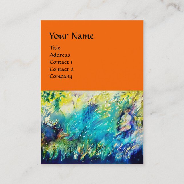 PAN AND DEER ,orange Business Card (Front)