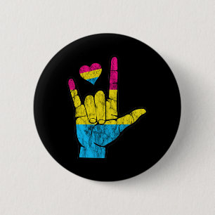 Pan ASL Pride Pansexual Hearing Loss Deaf Awarenes 6 Cm Round Badge