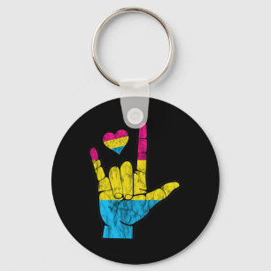 Pan ASL Pride Pansexual Hearing Loss Deaf Awarenes Key Ring