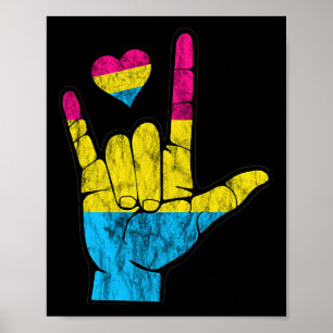 Pan ASL Pride Pansexual Hearing Loss Deaf Awarenes Poster