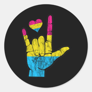 Pan Asl Pride Panual Hearing Loss Deaf Awareness M Classic Round Sticker