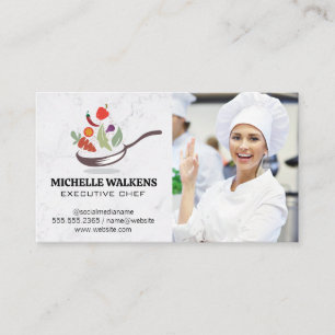 Pan Flipping Food   Chef in Kitchen Business Card