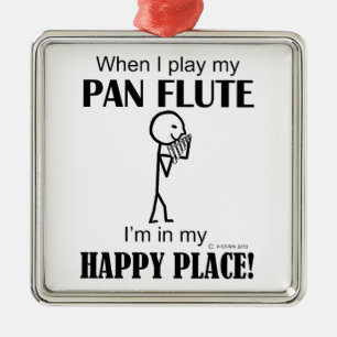 Pan Flute Happy Place Metal Ornament