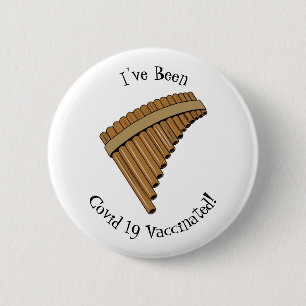 Pan flute / panpipes cartoon illustration 6 cm round badge