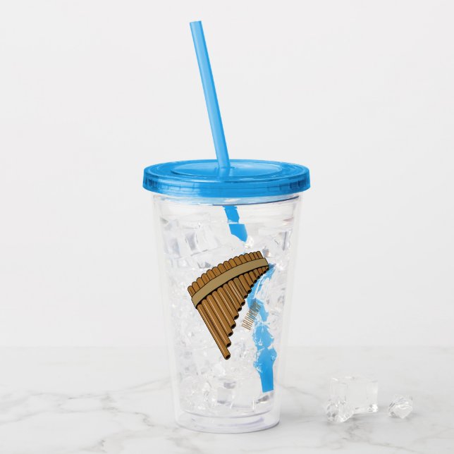 Pan flute / panpipes cartoon illustration  acrylic tumbler (Front Ice)