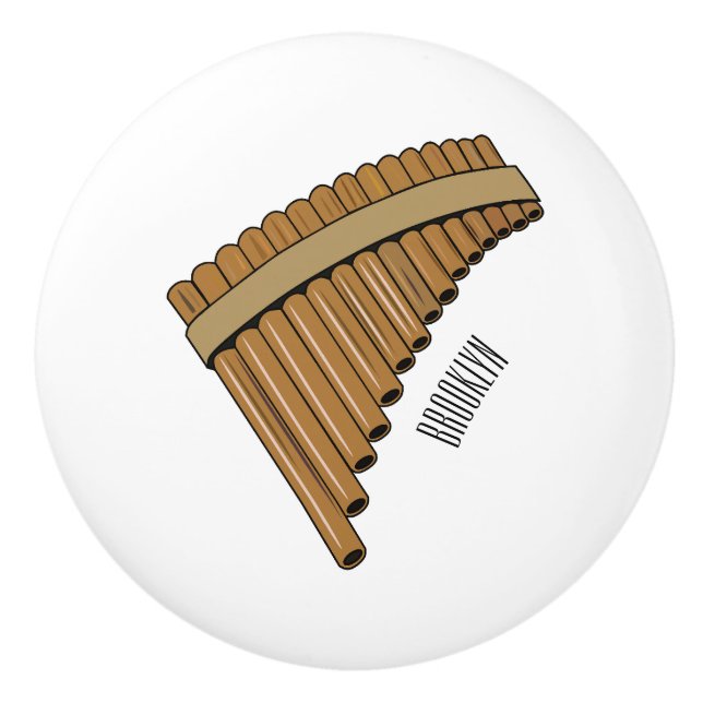 Pan flute / panpipes cartoon illustration  ceramic knob (Front)