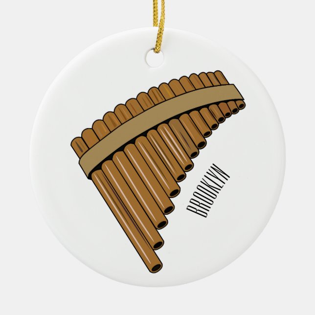 Pan flute / panpipes cartoon illustration  ceramic ornament (Front)