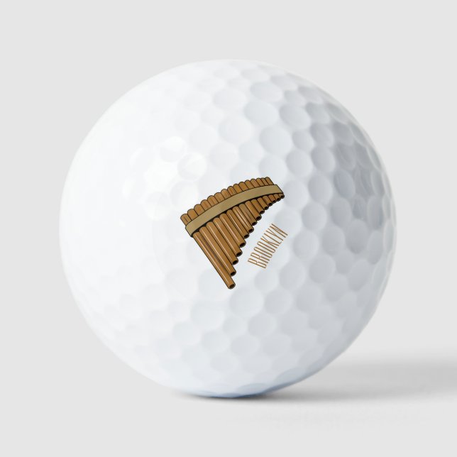 Pan flute / panpipes cartoon illustration  golf balls (Front)
