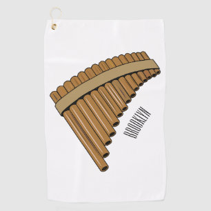 Pan flute / panpipes cartoon illustration  golf towel