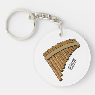 Pan flute / panpipes cartoon illustration  key ring