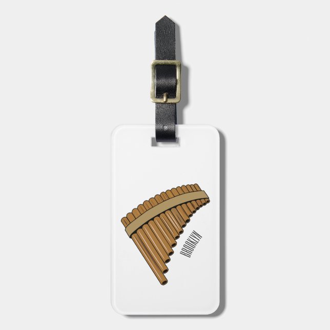 Pan flute / panpipes cartoon illustration luggage tag (Front Vertical)