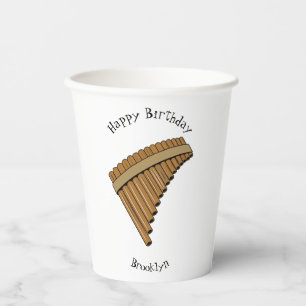 Pan flute / panpipes cartoon illustration paper cups