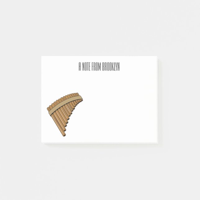 Pan flute / panpipes cartoon illustration  post-it notes (Front)