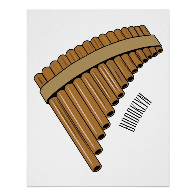 Pan flute / panpipes cartoon illustration  poster (Front)
