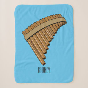 Pan flute / panpipes cartoon illustration sherpa blanket