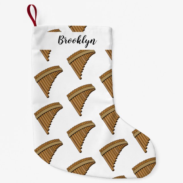 Pan flute / panpipes cartoon illustration  small christmas stocking (Front)