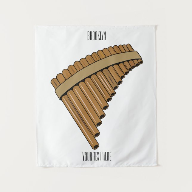 Pan flute / panpipes cartoon illustration  tapestry (Front)