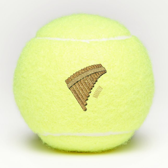Pan flute / panpipes cartoon illustration  tennis balls (Front)