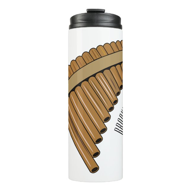 Pan flute / panpipes cartoon illustration  thermal tumbler (Front)