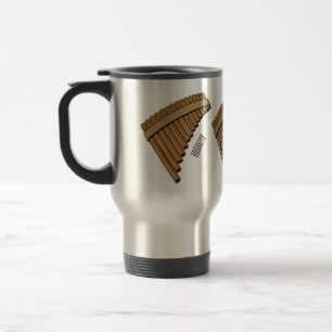 Pan flute / panpipes cartoon illustration  travel mug