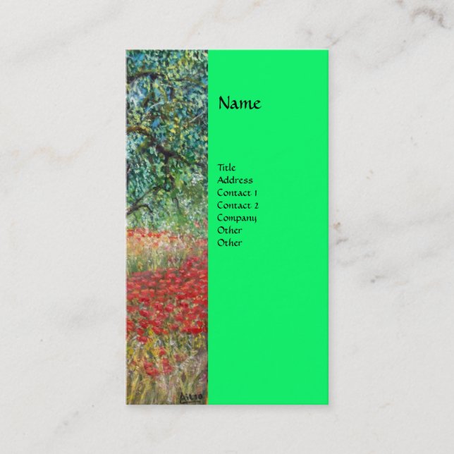 PAN,OLIVE TREE AND POPPY FIELDS monogram Business Card (Front)
