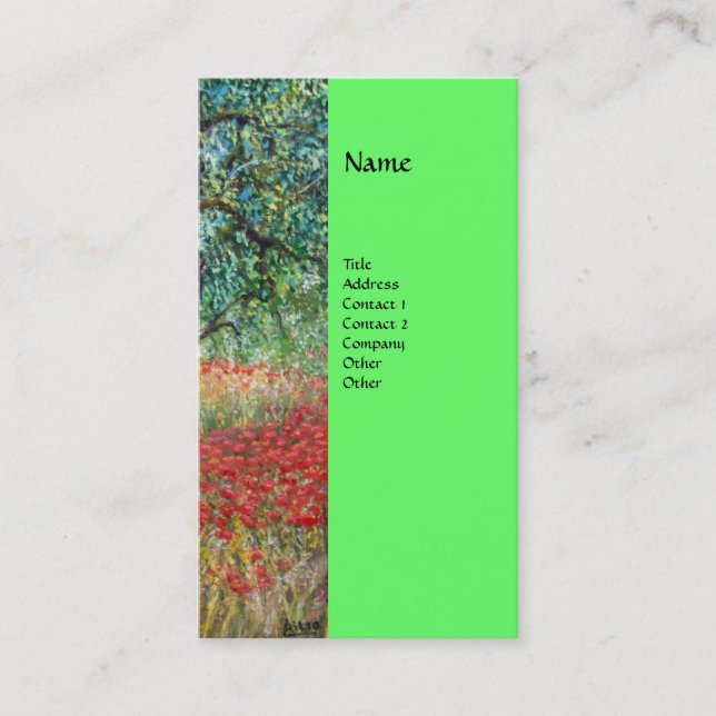 PAN,OLIVE TREE AND POPPY FIELDS monogram Business Card (Front)