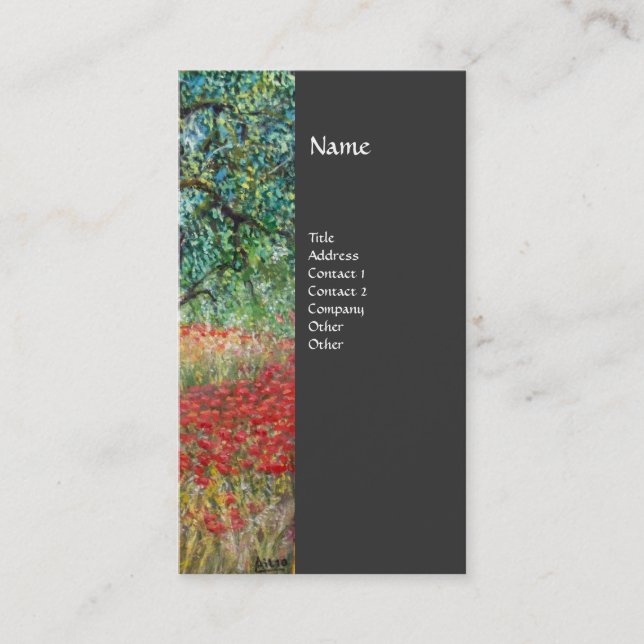 PAN,OLIVE TREE AND POPPY FIELDS monogram,grey Business Card (Front)