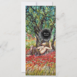 PAN, OLIVE TREE AND POPPY FIELDS,white Invitation