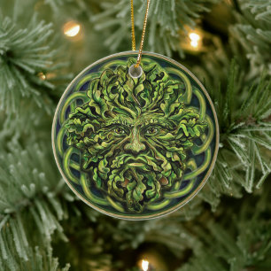 Pan Pagan God Celtic Green Man Yule Wiccan Witch Ceramic Ornament