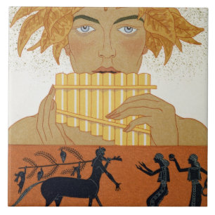 Pan Piper, illustration from 'Les Mythes' by Paul Ceramic Tile