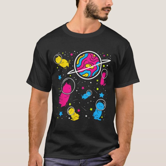 Pan Pride Cat In Space Panual  T-Shirt (Front)