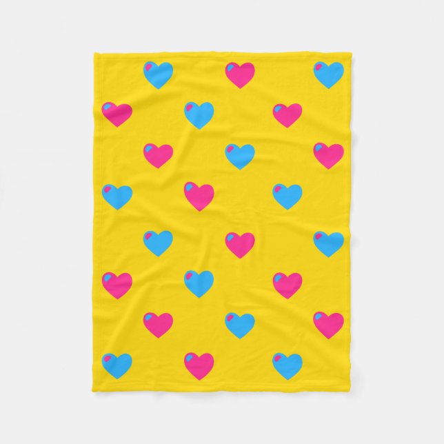Pan Pride Hearts Fleece Blanket (Front)