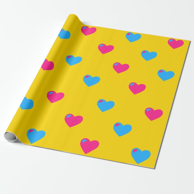 Pan Pride Large Hearts Wrapping Paper (Unrolled)