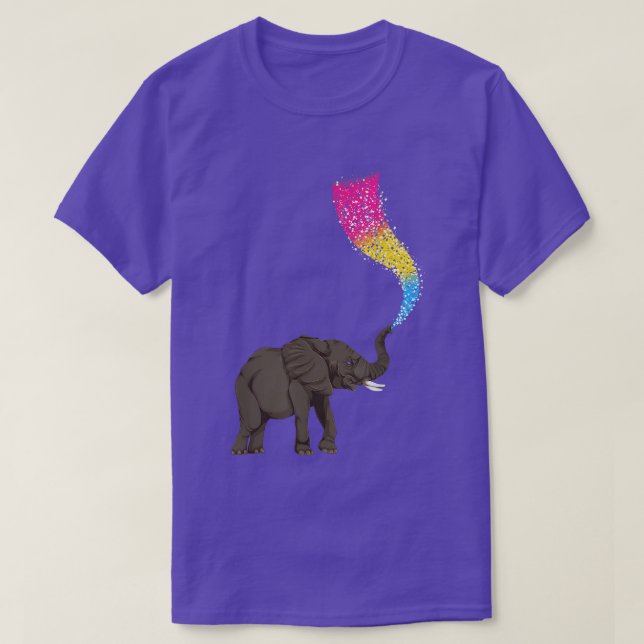 Pan Pride Month Panseual Flag Elephant Queer LGBT  T-Shirt (Design Front)