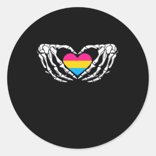 Pan Pride Skeleton Halloween Pan Goth Heart Classic Round Sticker