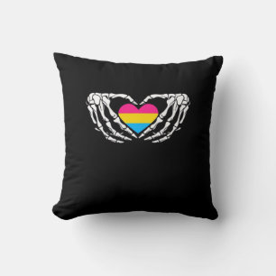Pan Pride Skeleton Halloween Pan Goth Heart Cushion