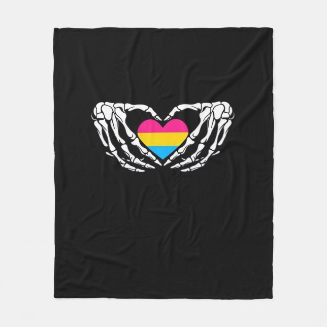 Pan Pride Skeleton Halloween Pan Goth Heart Fleece Blanket (Front)