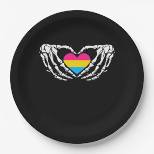 Pan Pride Skeleton Halloween Pan Goth Heart Paper Plate