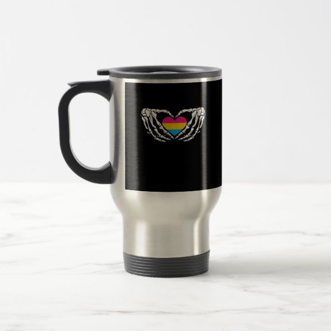 Pan Pride Skeleton Halloween Pan Goth Heart Travel Mug (Left)