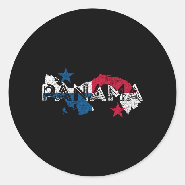 Panaian Map And Flag Distressed Panama Classic Round Sticker (Front)