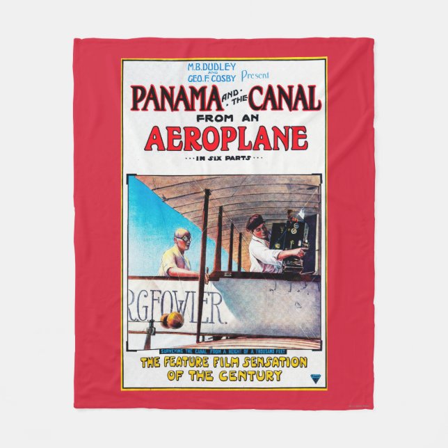 Panama and the Canal Aeroplane Movie Promo Poste Fleece Blanket (Front)