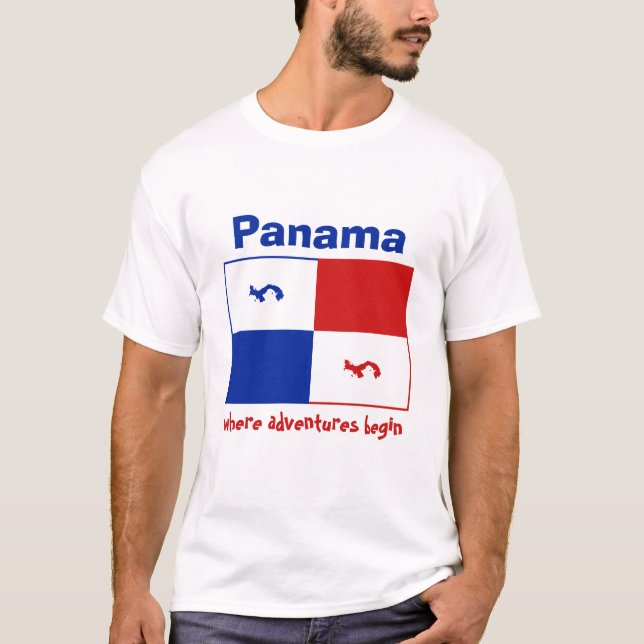 Panama Banner + Map + Text T-Shirt (Front)