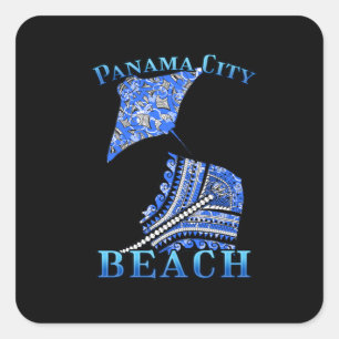 Panama Beach Florida Vacation Tribal Stingray Square Sticker