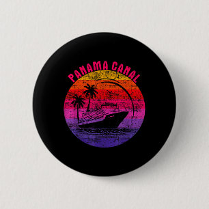 Panama Canal Cruise Retro Sunset Family Reunion 6 Cm Round Badge