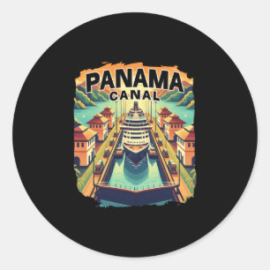 Panama Canal Cruise Trip Boat Ship Vintage Graphic Classic Round Sticker