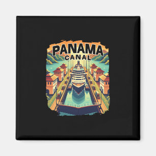 Panama Canal Cruise Trip Boat Ship Vintage Graphic Magnet